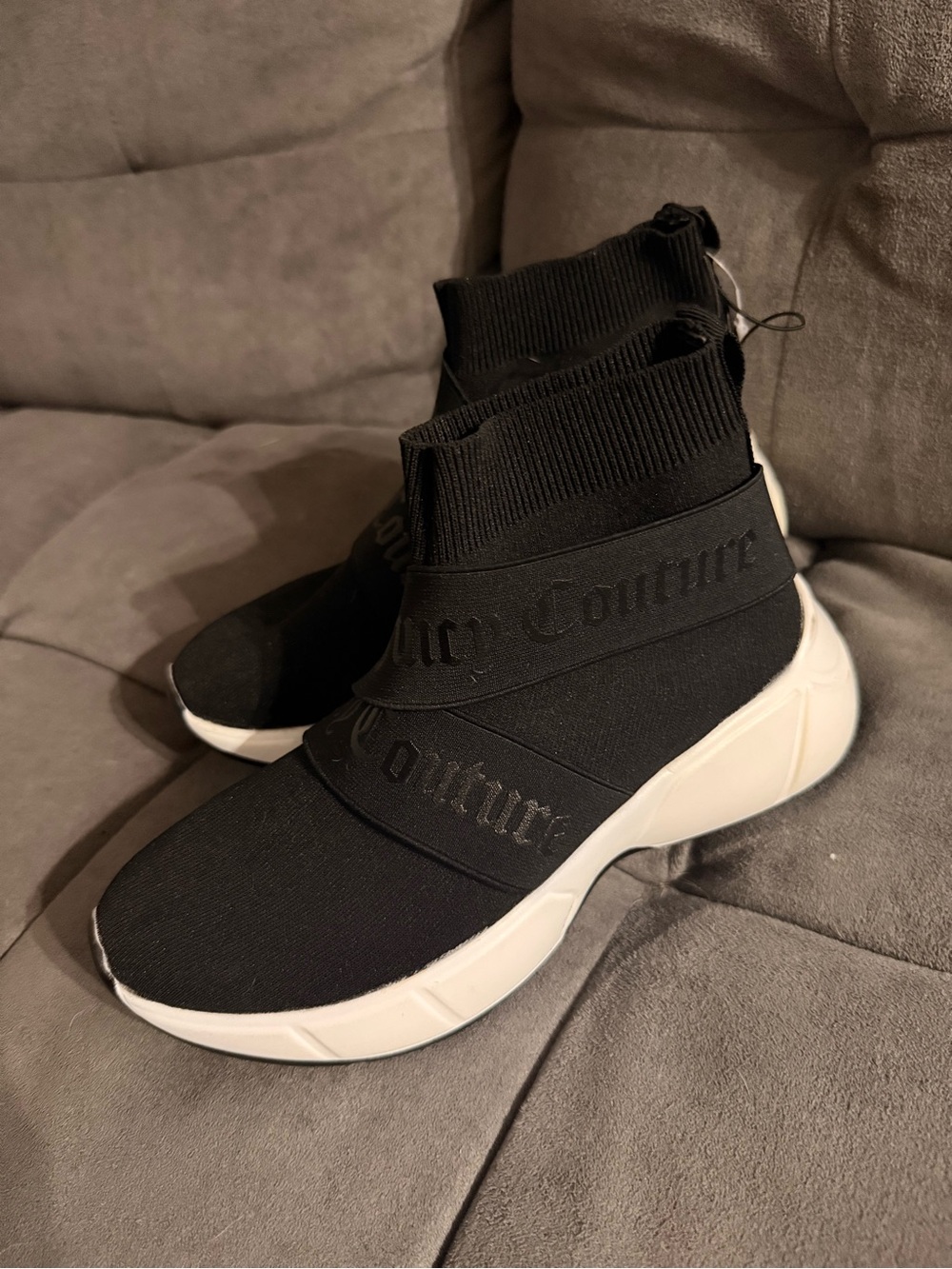 Juicy Couture Black Sock Sneaker with White Sole